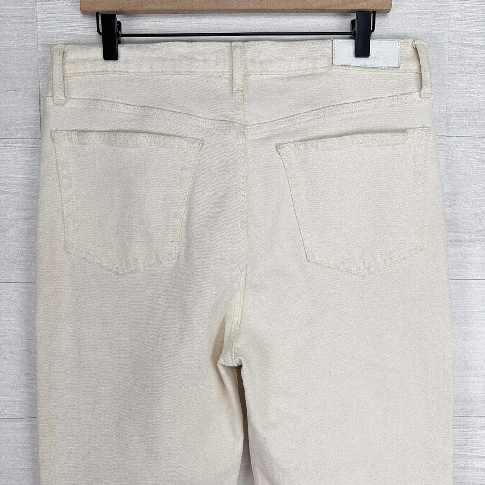 RE/DONE High Rise Stove Pipe Jeans Size 31 Vintage White Comfort Stretch Raw Hem